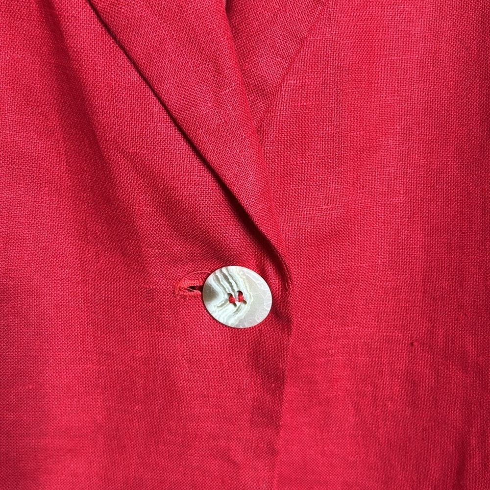 International Scene 1980s Red Linen One Button Blazer Size 14 - Picture 4 of 11